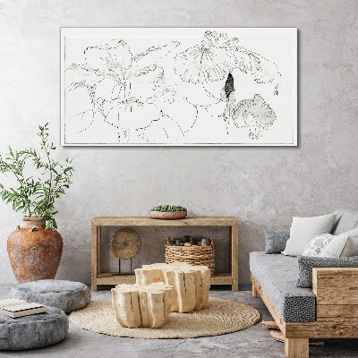 Schilderij op doek Bloemige composities in delicate lijnen