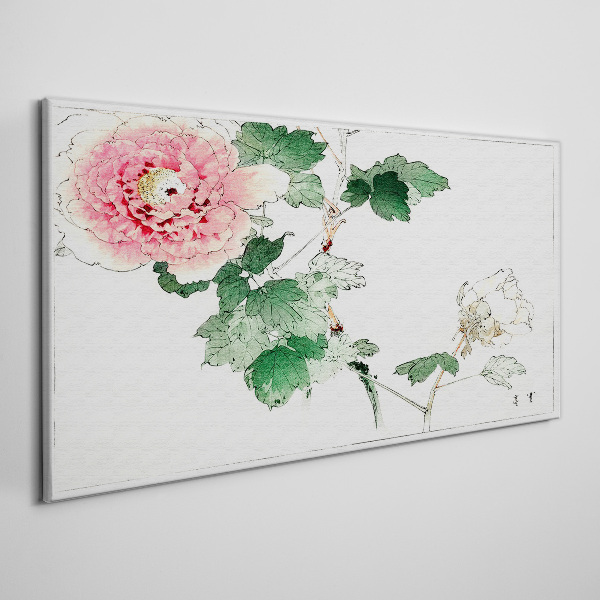 Foto op canvas Bloemstuk met roze pioenroos