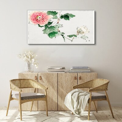 Foto op canvas Bloemstuk met roze pioenroos