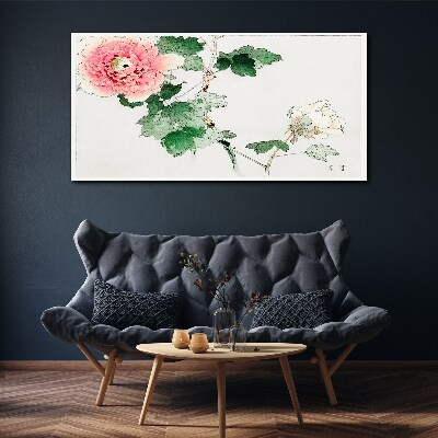 Foto op canvas Bloemstuk met roze pioenroos