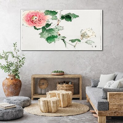 Foto op canvas Bloemstuk met roze pioenroos