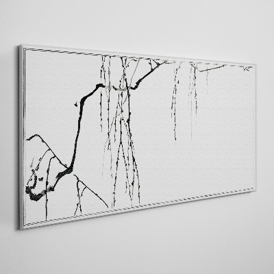 Foto op canvas Delicate takken in monochrome tinten