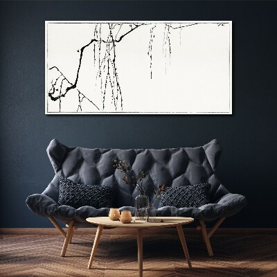 Foto op canvas Delicate takken in monochrome tinten