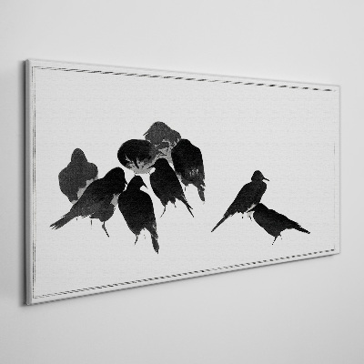 Canvas schilderij Zwarte vogels op een witte achtergrond