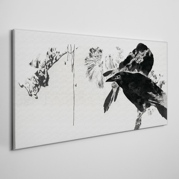 Foto op canvas Een zwarte vogel tegen de achtergrond van de natuur