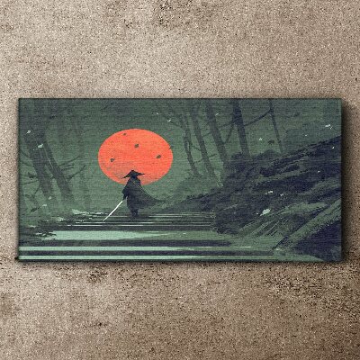 Schilderij op doek Samurai in de schaduw van de opkomende zon