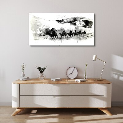 Foto op canvas Caravan in zwart-wit