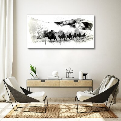 Foto op canvas Caravan in zwart-wit