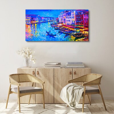 Canvas schilderij Een Venetiaanse nacht in een explosie van kleuren