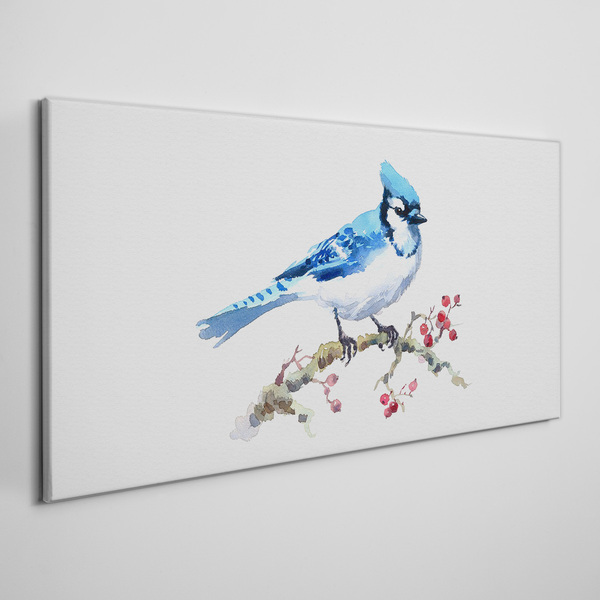 Schilderij op doek Blauwe vogel op een tak