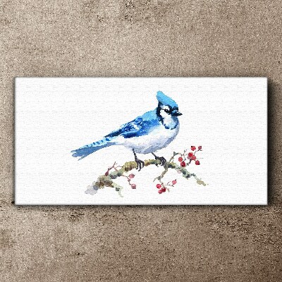 Schilderij op doek Blauwe vogel op een tak