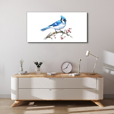 Schilderij op doek Blauwe vogel op een tak