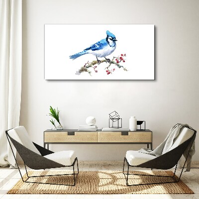 Schilderij op doek Blauwe vogel op een tak