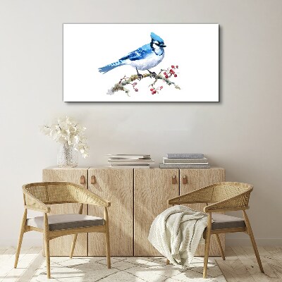 Schilderij op doek Blauwe vogel op een tak