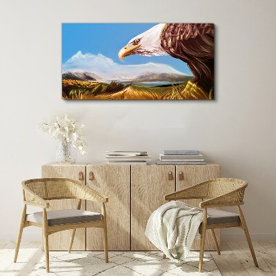 Canvas schilderij Adelaar in een berglandschap