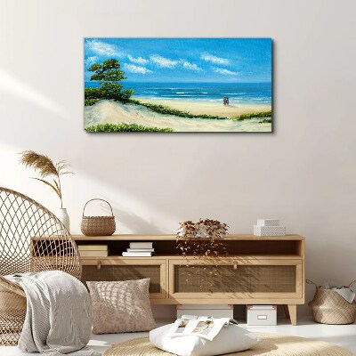 Schilderij op doek Een romantische wandeling langs de zee