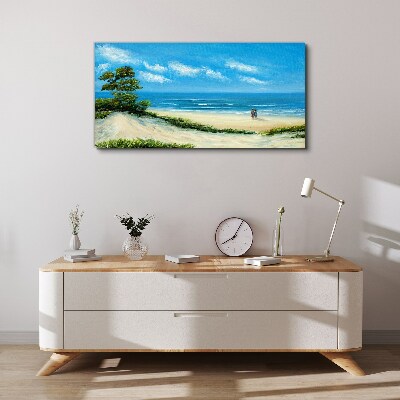 Schilderij op doek Een romantische wandeling langs de zee