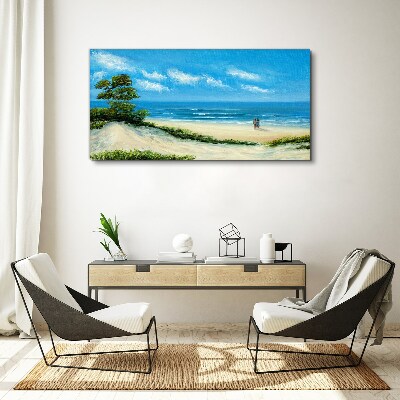 Schilderij op doek Een romantische wandeling langs de zee