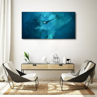 Foto op canvas Een vogel in de blauwe ruimte