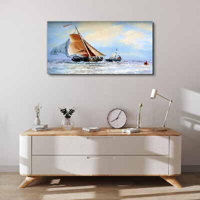 Foto op canvas Zeilen op de golven