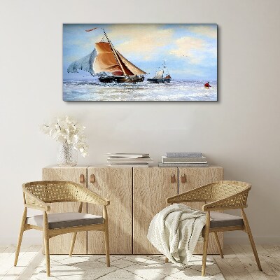 Foto op canvas Zeilen op de golven