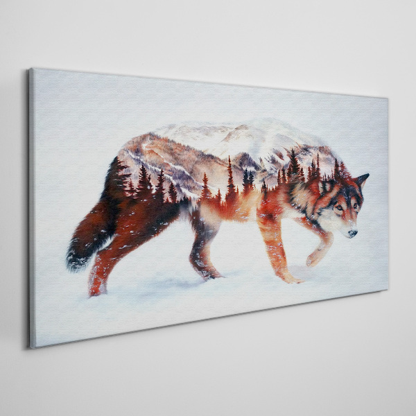Foto op canvas Wolf in een winterlandschap