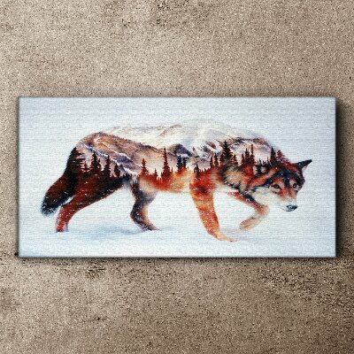 Foto op canvas Wolf in een winterlandschap