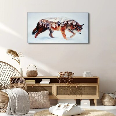 Foto op canvas Wolf in een winterlandschap