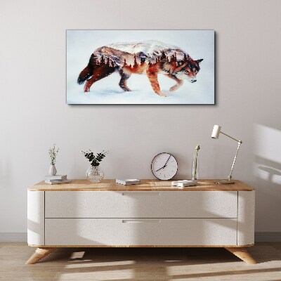 Foto op canvas Wolf in een winterlandschap