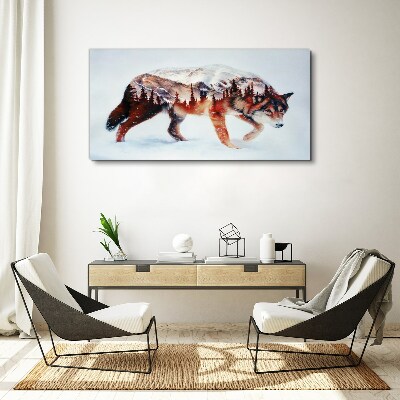 Foto op canvas Wolf in een winterlandschap