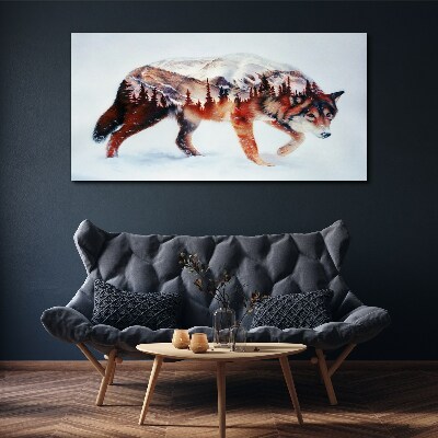 Foto op canvas Wolf in een winterlandschap