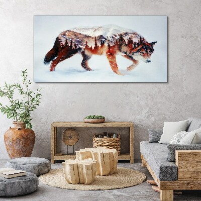 Foto op canvas Wolf in een winterlandschap