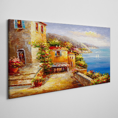 Schilderij op doek Een kustdorpje in de zon