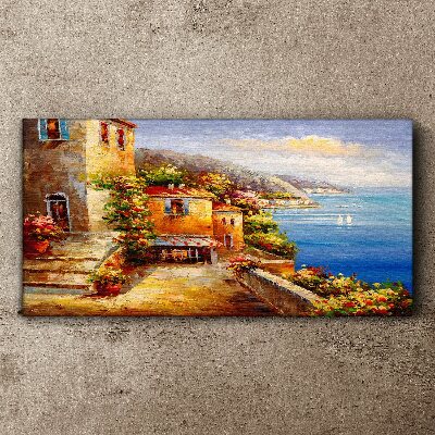 Schilderij op doek Een kustdorpje in de zon