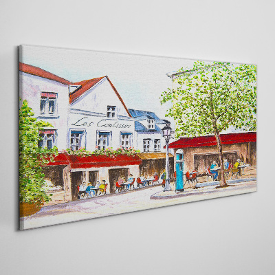 Canvas schilderij Een caféhoek in de stad