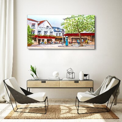 Canvas schilderij Een caféhoek in de stad