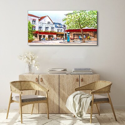 Canvas schilderij Een caféhoek in de stad