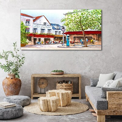 Canvas schilderij Een caféhoek in de stad