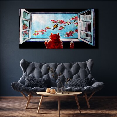 Canvas schilderij Een venster naar de wereld van lentekleuren