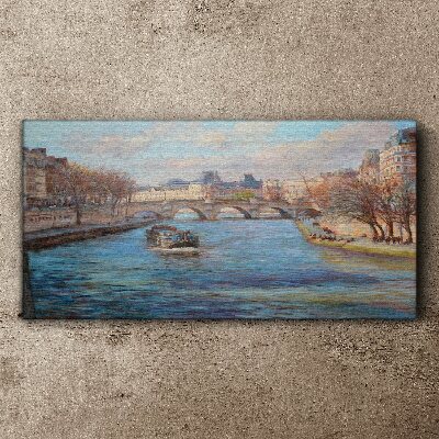 Canvas schilderij Brug over de rivier in Parijs