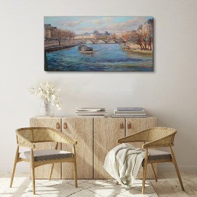 Canvas schilderij Brug over de rivier in Parijs