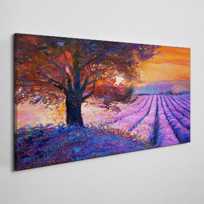 Foto op canvas Paars landschap bij zonsondergang
