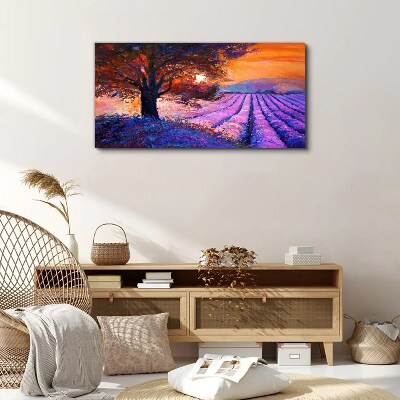 Foto op canvas Paars landschap bij zonsondergang