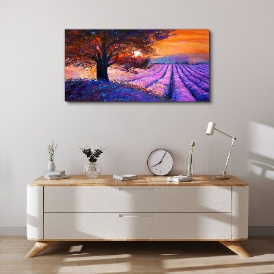 Foto op canvas Paars landschap bij zonsondergang