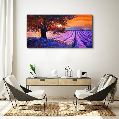 Foto op canvas Paars landschap bij zonsondergang
