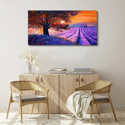 Foto op canvas Paars landschap bij zonsondergang