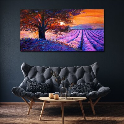 Foto op canvas Paars landschap bij zonsondergang