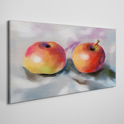 Schilderij op doek Sappige appels op een pastelkleurige achtergrond