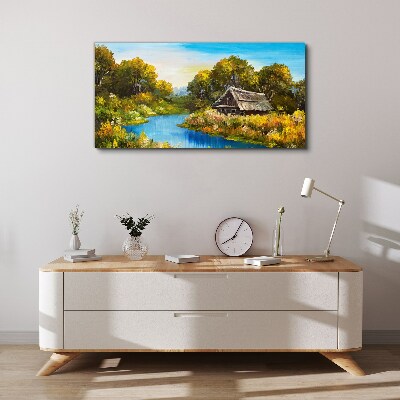 Foto op canvas Een vredig landelijk landschap in de zomer