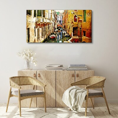 Schilderij op doek Venetiaanse straat met een gracht